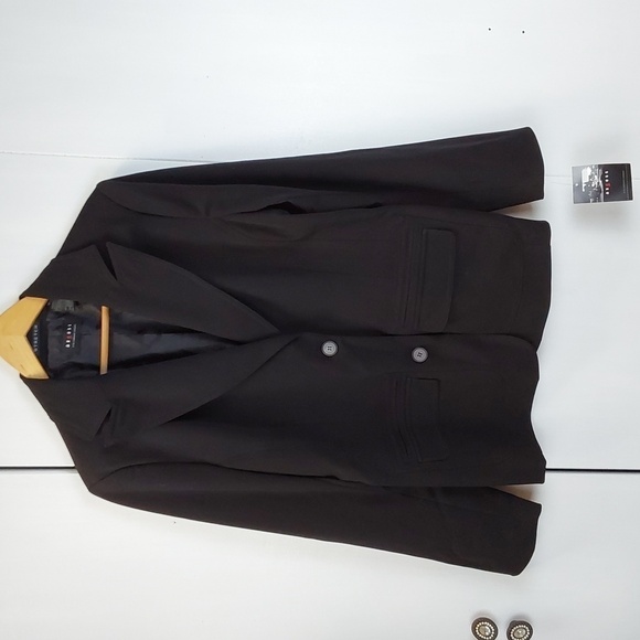 Axcess Black Mod Suit Coat Jacket Black Stretch Neutral Minimalist Sz.16 - Picture 1 of 9